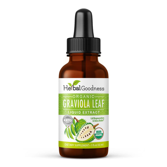 Herbal Goodness Graviola Soursop Leaf Extract Liquid | Organic Guanabana Leaves for Cell Support & Regeneration, Immune Boost, Soursop Bitters USDA Organic Kosher - 1oz