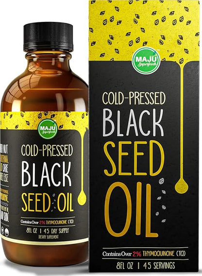 Black Seed Oil - 3 Times Thymoquinone, Cold-Pressed, 100% Turkish Black Cumin Seed Oil, Liquid Pure Blackseed Oil, Glass Bottle, 8 oz