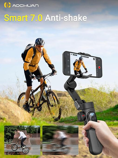 Gimbal Stabilizer for Smartphone,LED Light OLED Screen 3-Axis Gimbal,Gesture Control,Face Tracking,Magnetic Charging,Gimbal Stabilizer for Android&iPhone -AOCHUAN Smart XPro