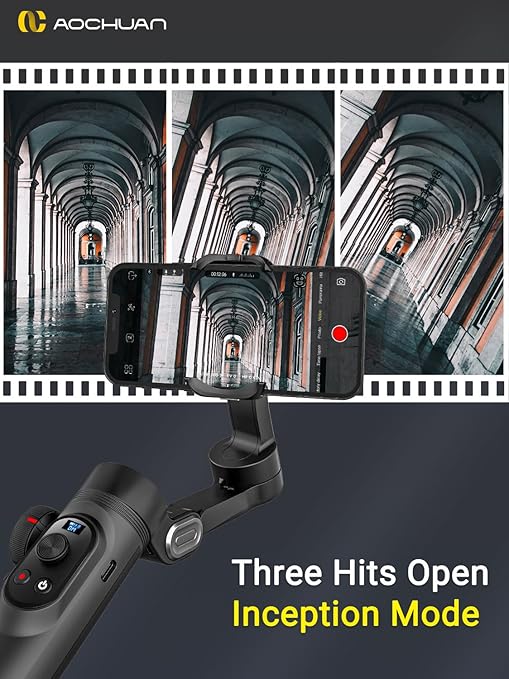 Gimbal Stabilizer for Smartphone,LED Light OLED Screen 3-Axis Gimbal,Gesture Control,Face Tracking,Magnetic Charging,Gimbal Stabilizer for Android&iPhone -AOCHUAN Smart XPro