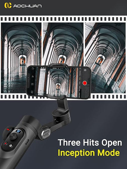 Gimbal Stabilizer for Smartphone,LED Light OLED Screen 3-Axis Gimbal,Gesture Control,Face Tracking,Magnetic Charging,Gimbal Stabilizer for Android&iPhone -AOCHUAN Smart XPro